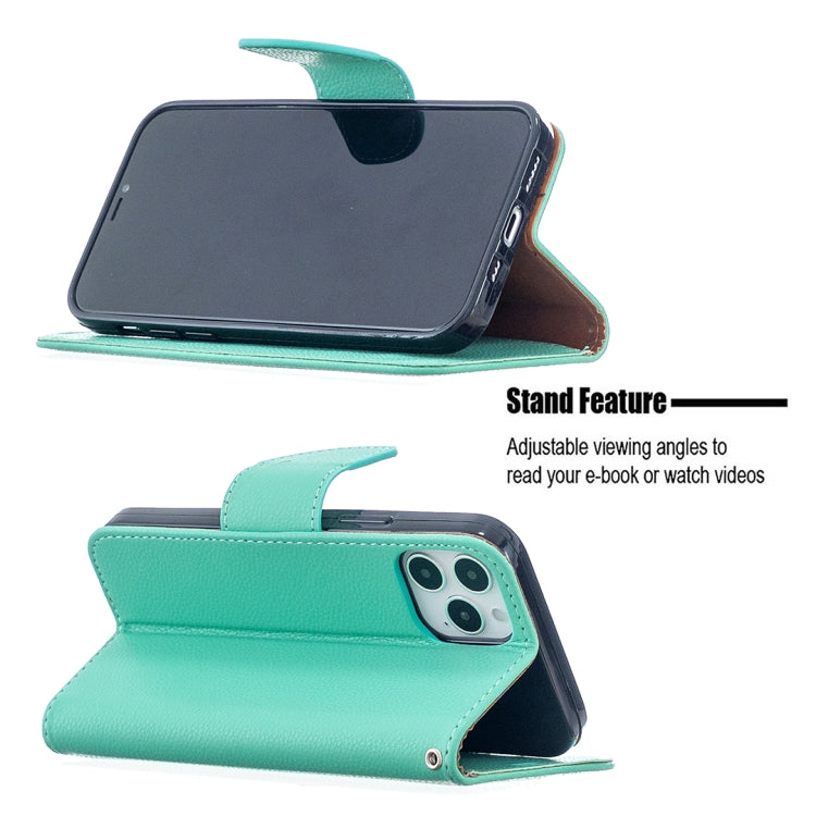 For iPhone 12 / 12 Pro Litchi Texture Pure Color Horizontal Flip Leather Case with Holder & Card Slots & Wallet & Lanyard