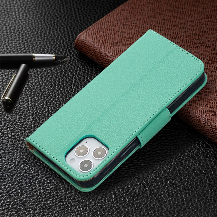 For iPhone 12 / 12 Pro Litchi Texture Pure Color Horizontal Flip Leather Case with Holder & Card Slots & Wallet & Lanyard
