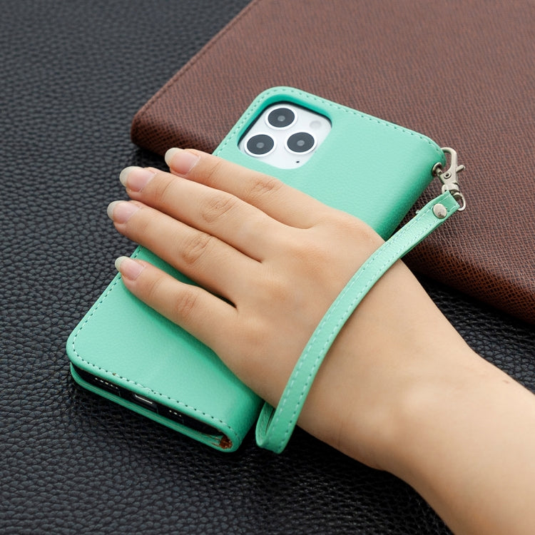 For iPhone 12 / 12 Pro Litchi Texture Pure Color Horizontal Flip Leather Case with Holder & Card Slots & Wallet & Lanyard