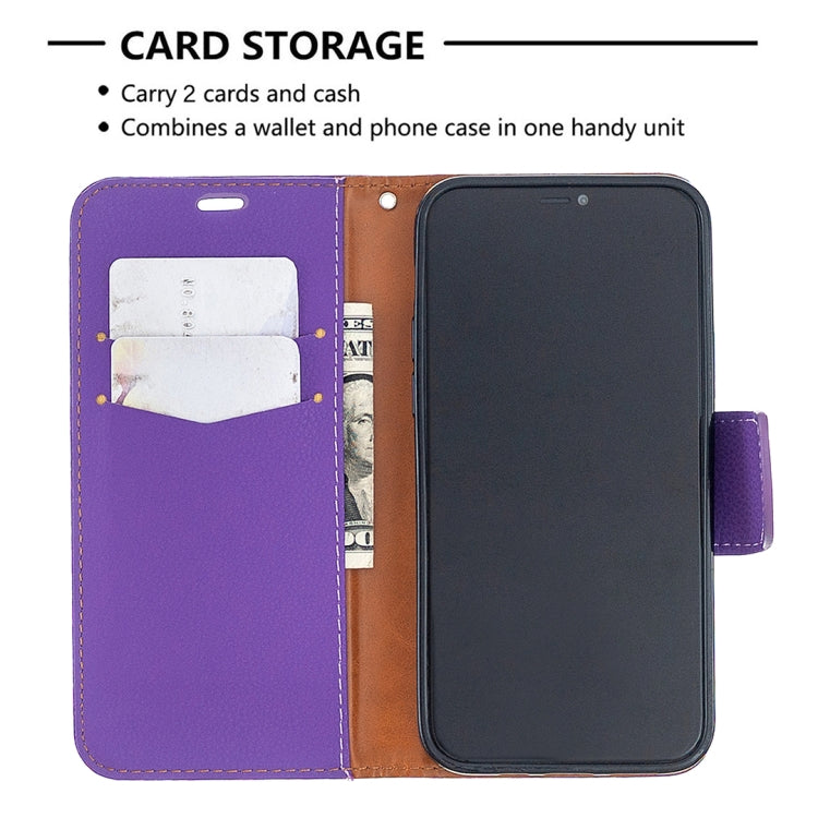 For iPhone 12 / 12 Pro Litchi Texture Pure Color Horizontal Flip Leather Case with Holder & Card Slots & Wallet & Lanyard
