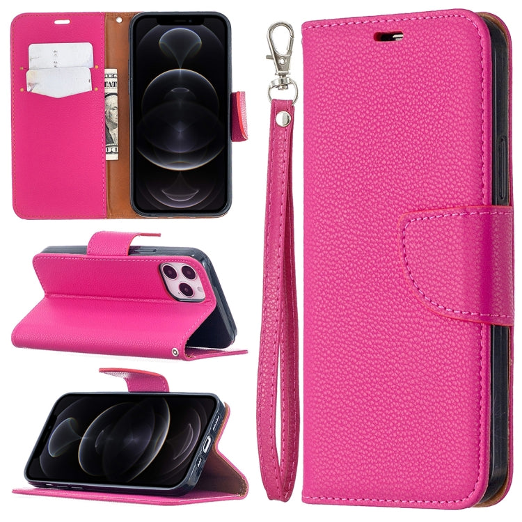 For iPhone 12 / 12 Pro Litchi Texture Pure Color Horizontal Flip Leather Case with Holder & Card Slots & Wallet & Lanyard