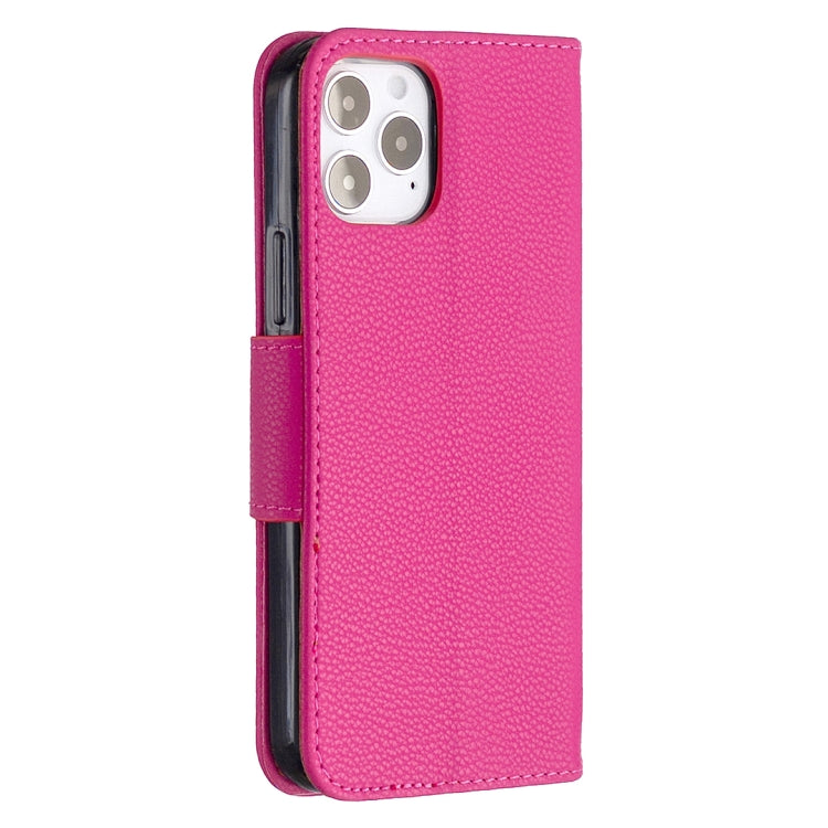 For iPhone 12 / 12 Pro Litchi Texture Pure Color Horizontal Flip Leather Case with Holder & Card Slots & Wallet & Lanyard