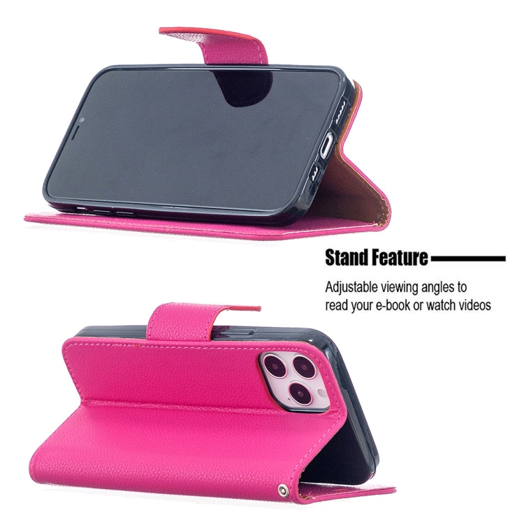 For iPhone 12 / 12 Pro Litchi Texture Pure Color Horizontal Flip Leather Case with Holder & Card Slots & Wallet & Lanyard