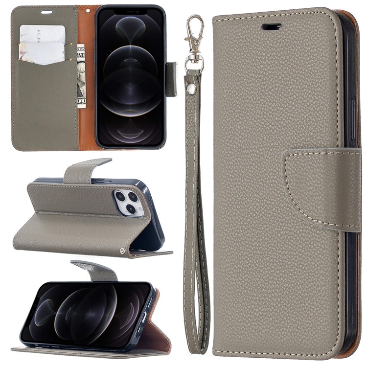 For iPhone 12 / 12 Pro Litchi Texture Pure Color Horizontal Flip Leather Case with Holder & Card Slots & Wallet & Lanyard