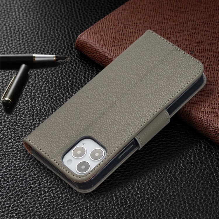 For iPhone 12 / 12 Pro Litchi Texture Pure Color Horizontal Flip Leather Case with Holder & Card Slots & Wallet & Lanyard