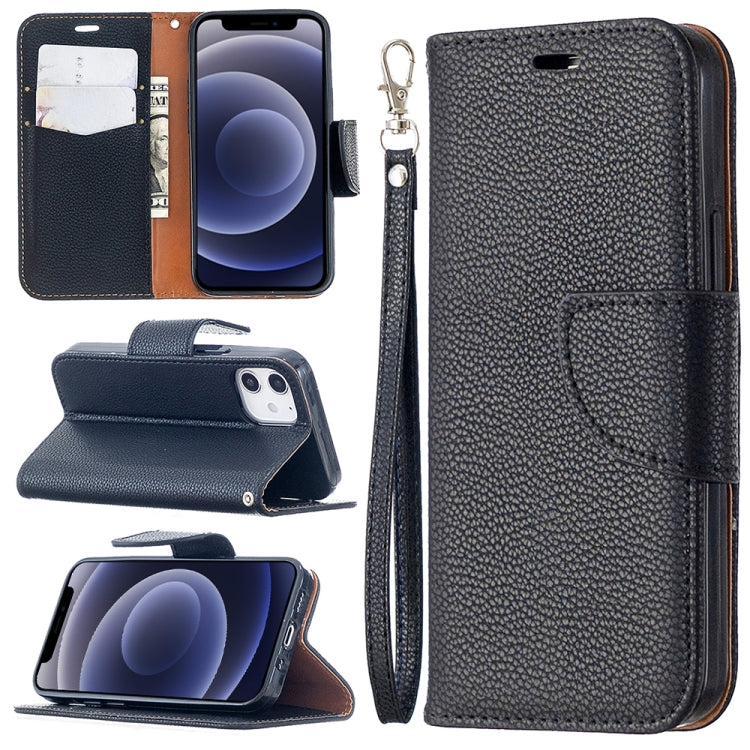 For iPhone 12 mini Litchi Texture Pure Color Horizontal Flip Leather Case with Holder & Card Slots & Wallet & Lanyard