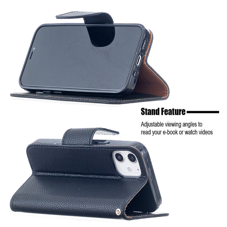 For iPhone 12 mini Litchi Texture Pure Color Horizontal Flip Leather Case with Holder & Card Slots & Wallet & Lanyard