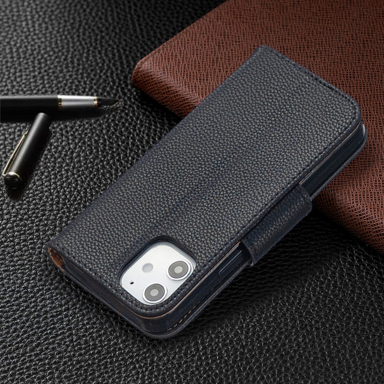 For iPhone 12 mini Litchi Texture Pure Color Horizontal Flip Leather Case with Holder & Card Slots & Wallet & Lanyard