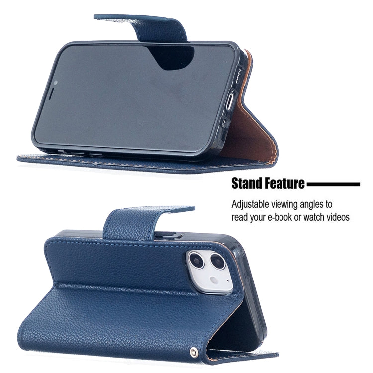 For iPhone 12 mini Litchi Texture Pure Color Horizontal Flip Leather Case with Holder & Card Slots & Wallet & Lanyard