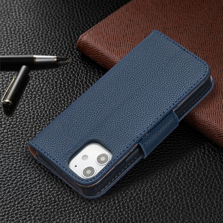 For iPhone 12 mini Litchi Texture Pure Color Horizontal Flip Leather Case with Holder & Card Slots & Wallet & Lanyard