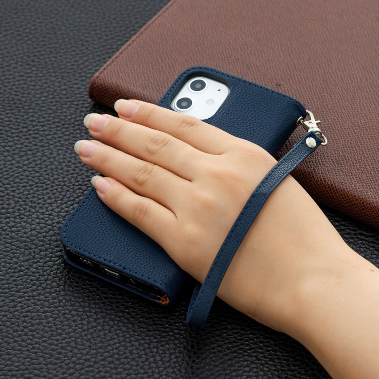 For iPhone 12 mini Litchi Texture Pure Color Horizontal Flip Leather Case with Holder & Card Slots & Wallet & Lanyard