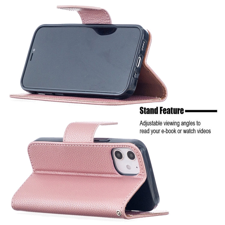 For iPhone 12 mini Litchi Texture Pure Color Horizontal Flip Leather Case with Holder & Card Slots & Wallet & Lanyard