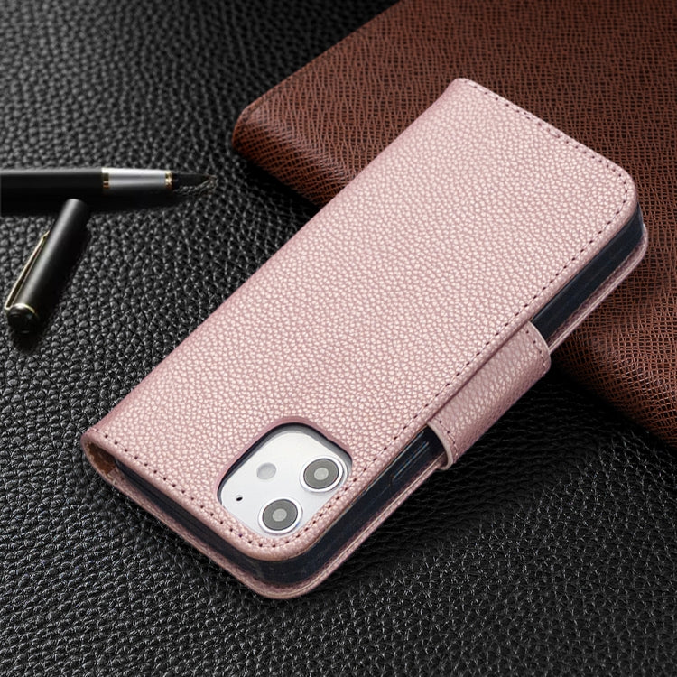 For iPhone 12 mini Litchi Texture Pure Color Horizontal Flip Leather Case with Holder & Card Slots & Wallet & Lanyard