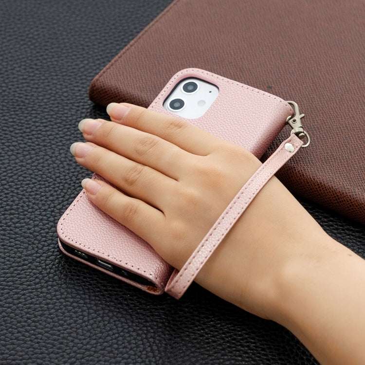 For iPhone 12 mini Litchi Texture Pure Color Horizontal Flip Leather Case with Holder & Card Slots & Wallet & Lanyard