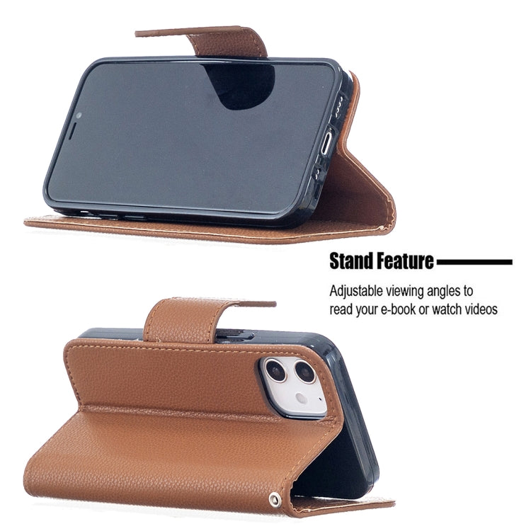 For iPhone 12 mini Litchi Texture Pure Color Horizontal Flip Leather Case with Holder & Card Slots & Wallet & Lanyard