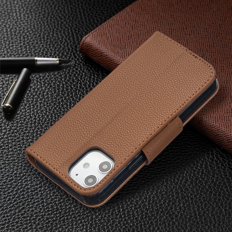 For iPhone 12 mini Litchi Texture Pure Color Horizontal Flip Leather Case with Holder & Card Slots & Wallet & Lanyard