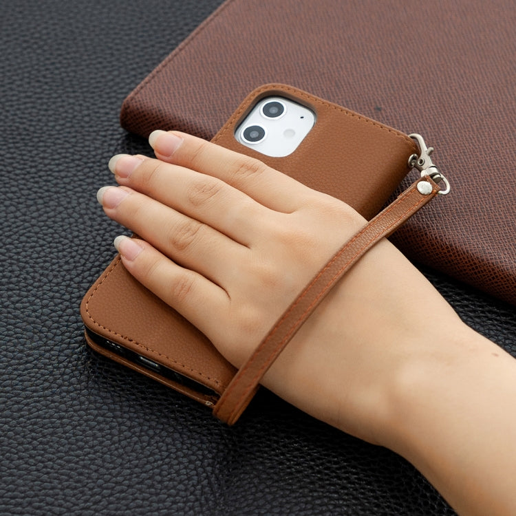 For iPhone 12 mini Litchi Texture Pure Color Horizontal Flip Leather Case with Holder & Card Slots & Wallet & Lanyard
