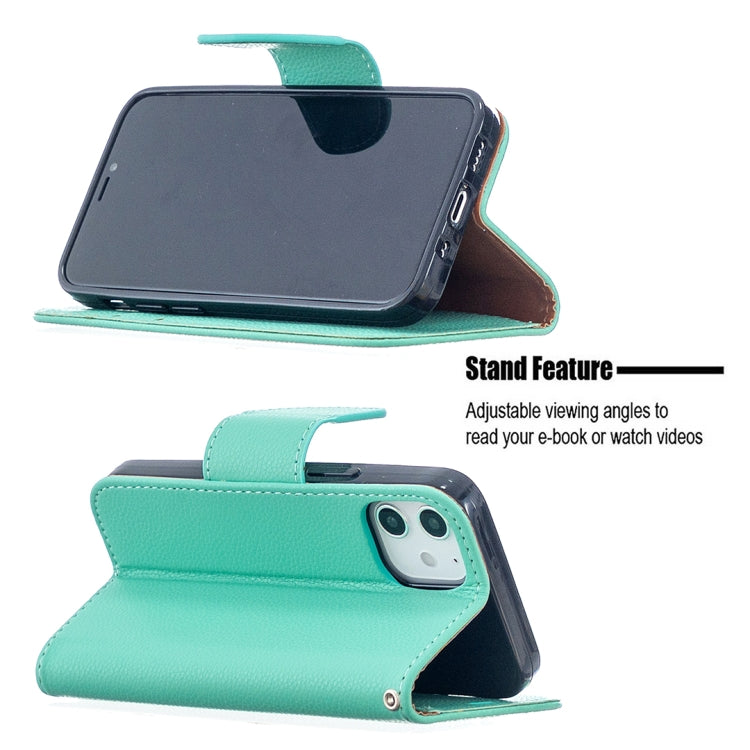 For iPhone 12 mini Litchi Texture Pure Color Horizontal Flip Leather Case with Holder & Card Slots & Wallet & Lanyard