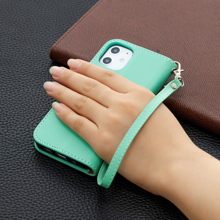 For iPhone 12 mini Litchi Texture Pure Color Horizontal Flip Leather Case with Holder & Card Slots & Wallet & Lanyard