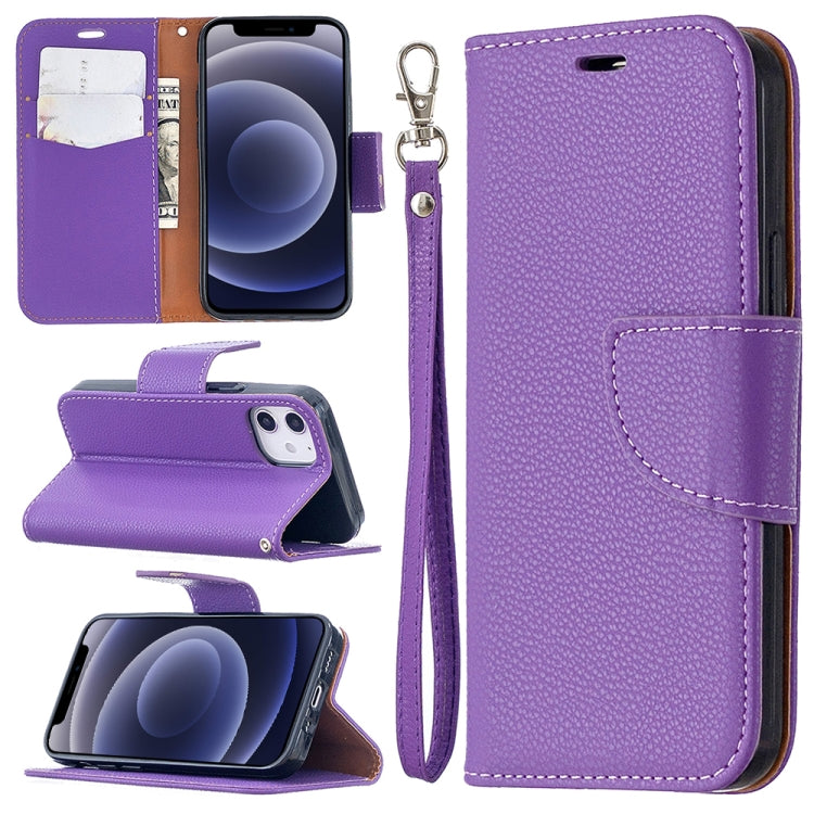 For iPhone 12 mini Litchi Texture Pure Color Horizontal Flip Leather Case with Holder & Card Slots & Wallet & Lanyard