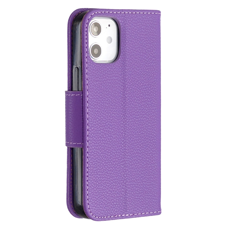 For iPhone 12 mini Litchi Texture Pure Color Horizontal Flip Leather Case with Holder & Card Slots & Wallet & Lanyard