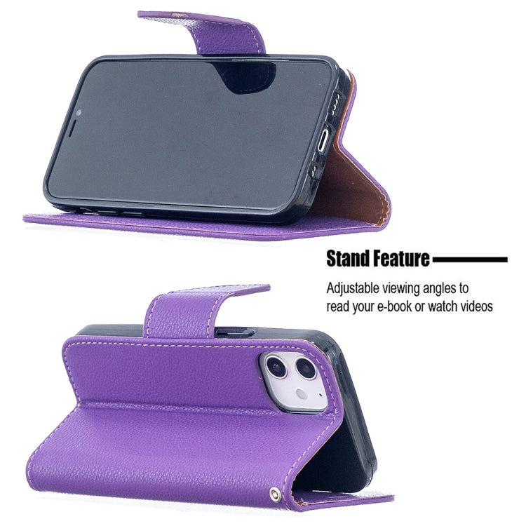 For iPhone 12 mini Litchi Texture Pure Color Horizontal Flip Leather Case with Holder & Card Slots & Wallet & Lanyard