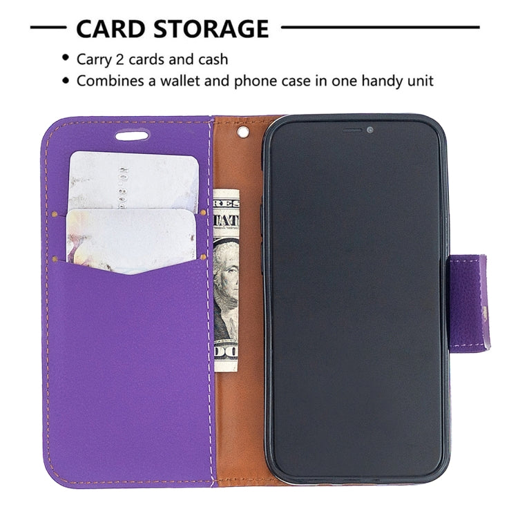 For iPhone 12 mini Litchi Texture Pure Color Horizontal Flip Leather Case with Holder & Card Slots & Wallet & Lanyard