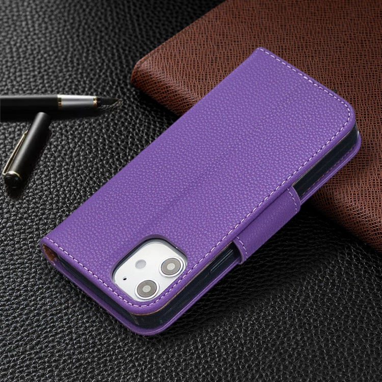 For iPhone 12 mini Litchi Texture Pure Color Horizontal Flip Leather Case with Holder & Card Slots & Wallet & Lanyard