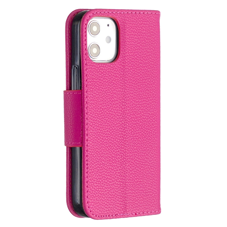 For iPhone 12 mini Litchi Texture Pure Color Horizontal Flip Leather Case with Holder & Card Slots & Wallet & Lanyard