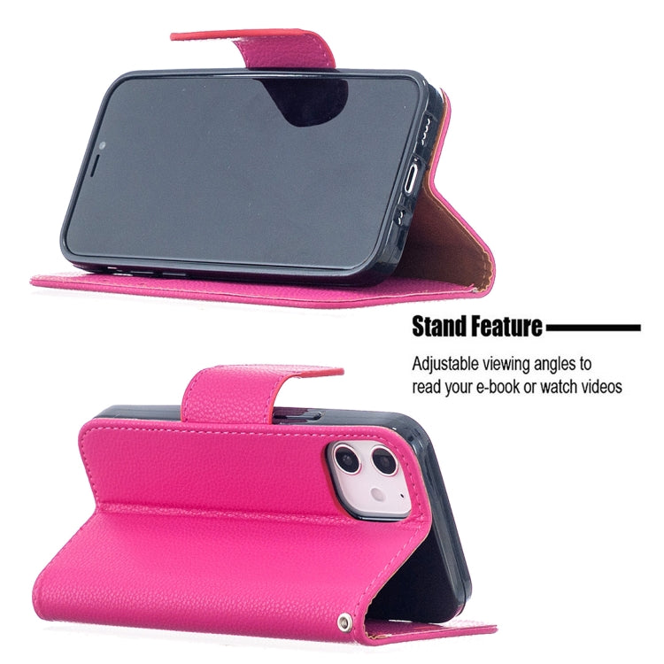 For iPhone 12 mini Litchi Texture Pure Color Horizontal Flip Leather Case with Holder & Card Slots & Wallet & Lanyard