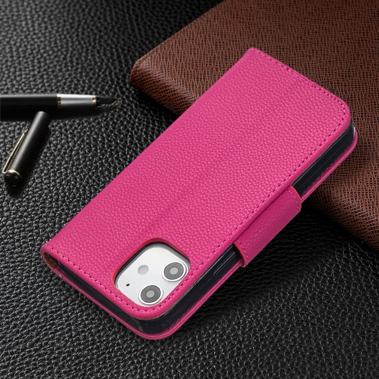 For iPhone 12 mini Litchi Texture Pure Color Horizontal Flip Leather Case with Holder & Card Slots & Wallet & Lanyard