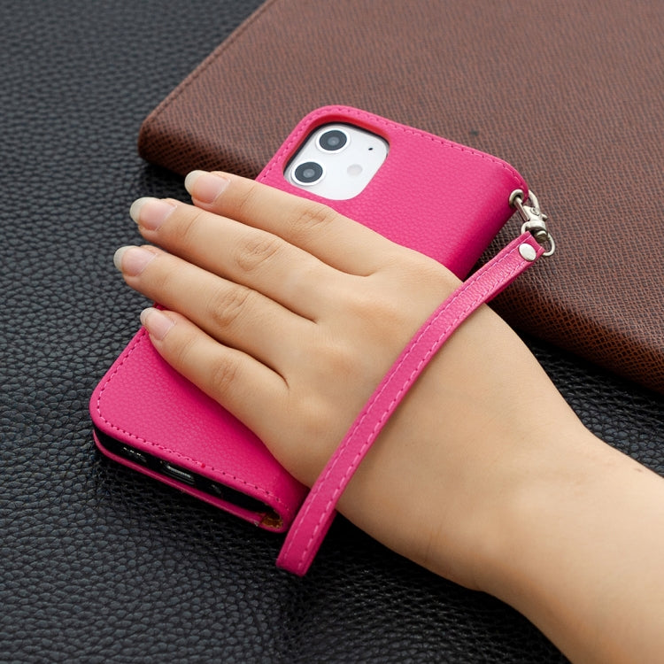 For iPhone 12 mini Litchi Texture Pure Color Horizontal Flip Leather Case with Holder & Card Slots & Wallet & Lanyard
