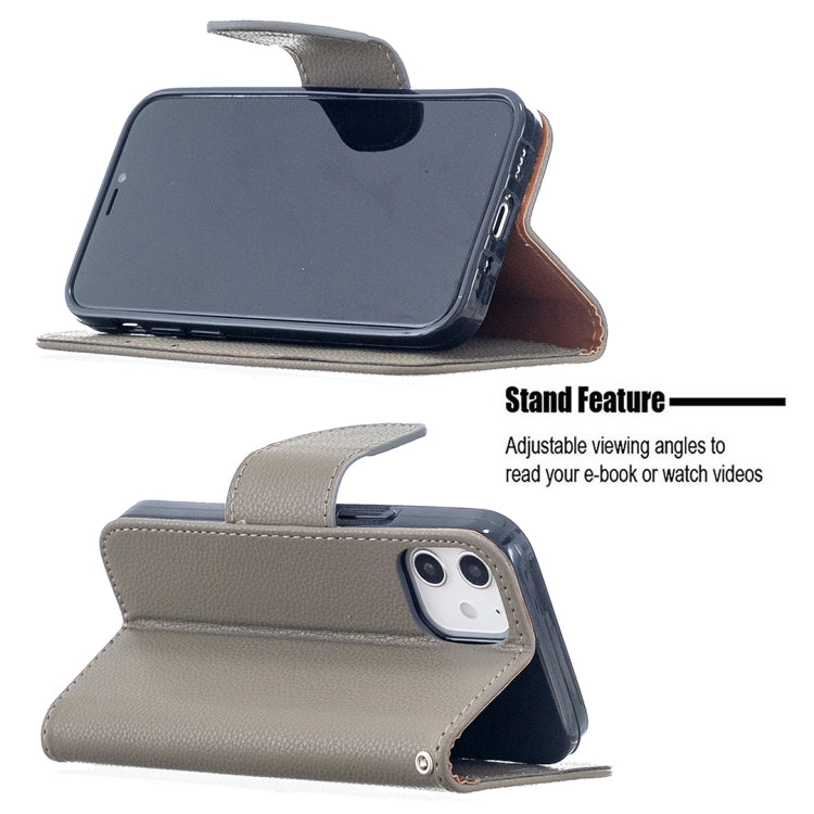 For iPhone 12 mini Litchi Texture Pure Color Horizontal Flip Leather Case with Holder & Card Slots & Wallet & Lanyard