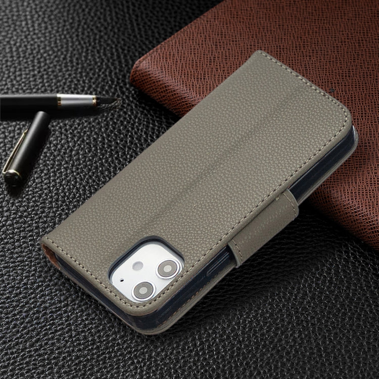 For iPhone 12 mini Litchi Texture Pure Color Horizontal Flip Leather Case with Holder & Card Slots & Wallet & Lanyard