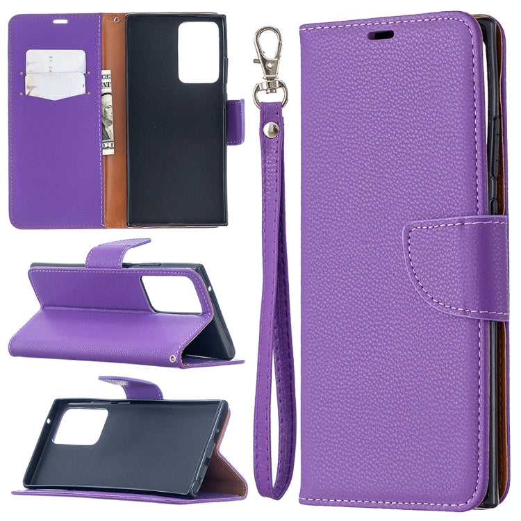 For Samsung Galaxy Note20 Ultra Litchi Texture Pure Color Horizontal Flip Leather Case with Holder & Card Slots & Wallet & Lanyard