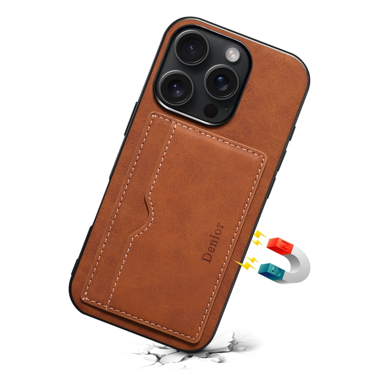 For iPhone 16 Denior D08 PU Single Card Slot Holder Phone Case