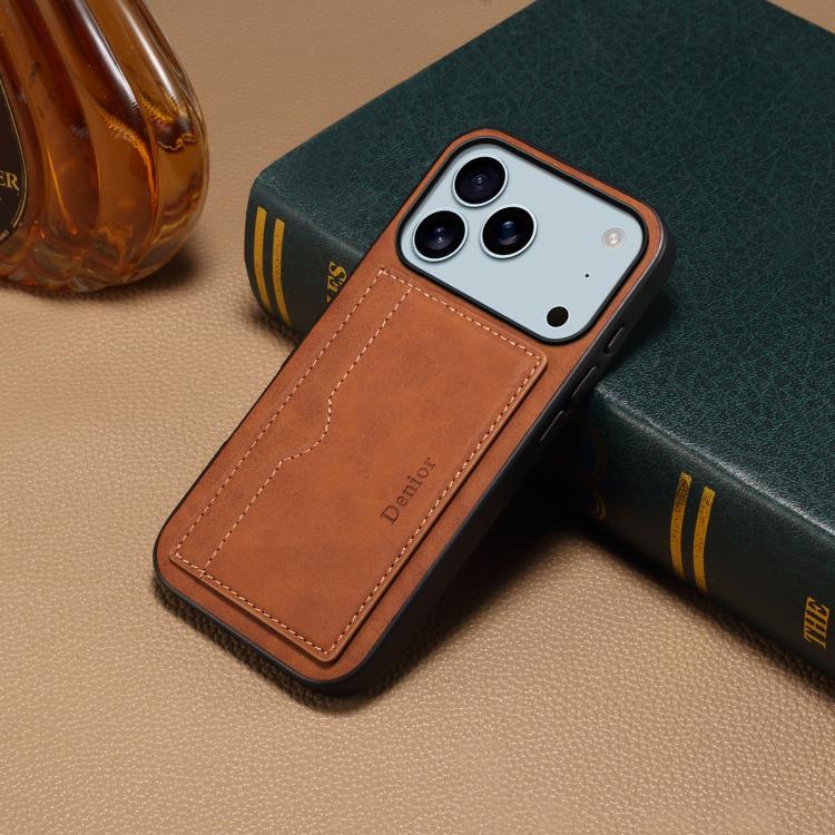 For iPhone 17 Pro Denior D08 PU Single Card Slot Holder Phone Case