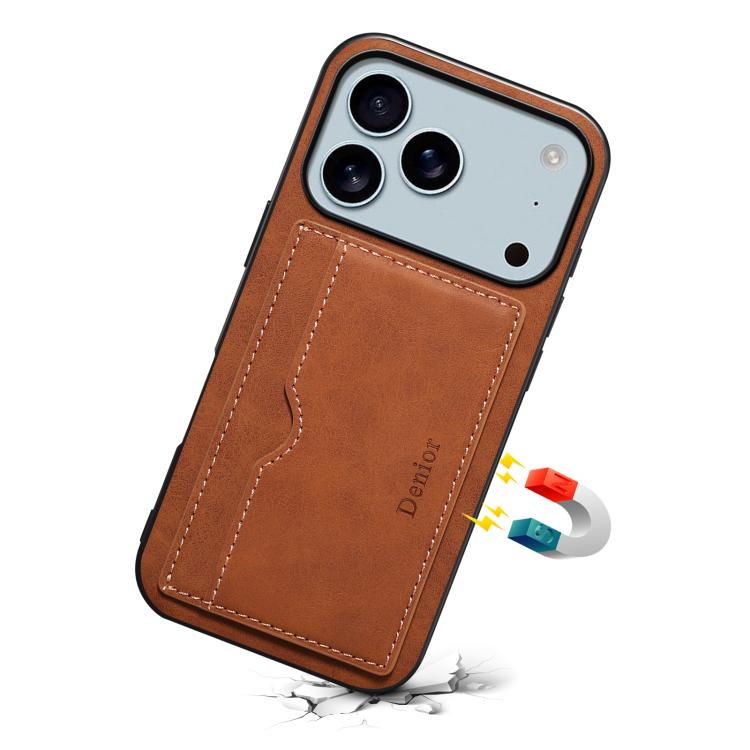 For iPhone 17 Pro Max Denior D08 PU Single Card Slot Holder Phone Case