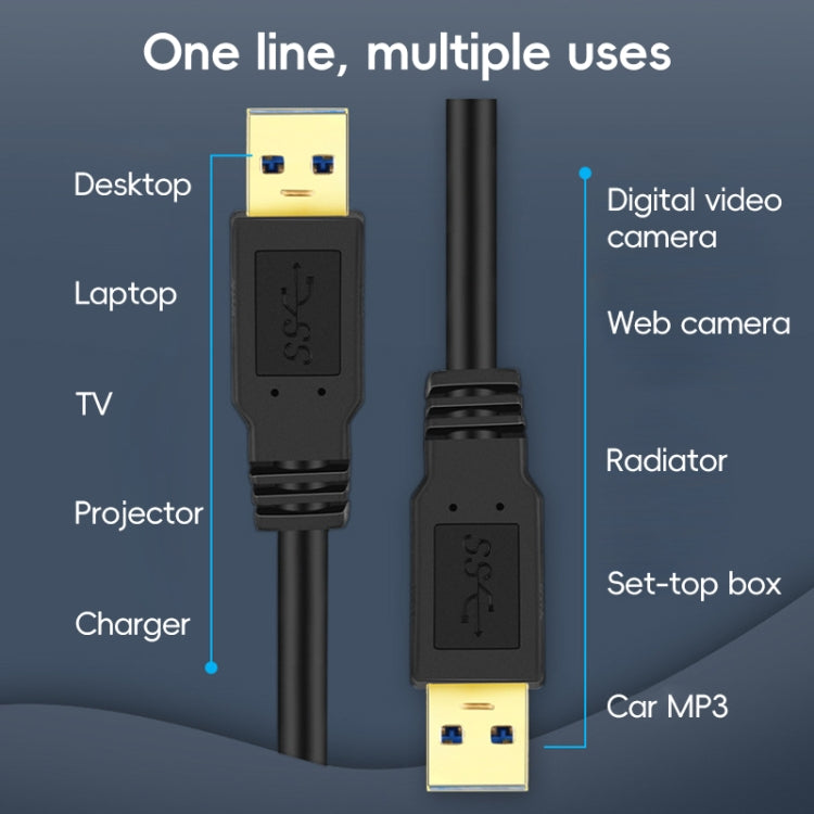 USB 3.0 Male To USB 3.0 Male Double End USB Cable, Length:1m - Black