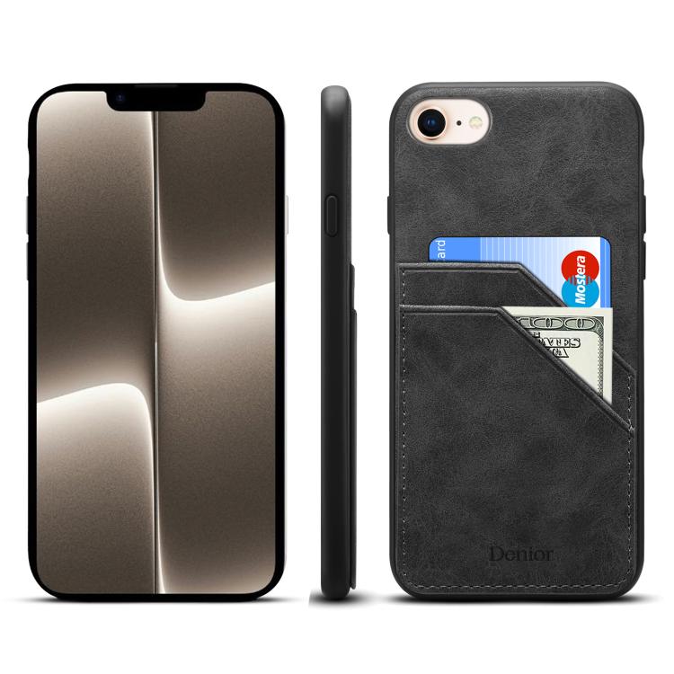 For iPhone 17e / 16e Denior D09 PU Dual Card Slot Back Cover Phone Case
