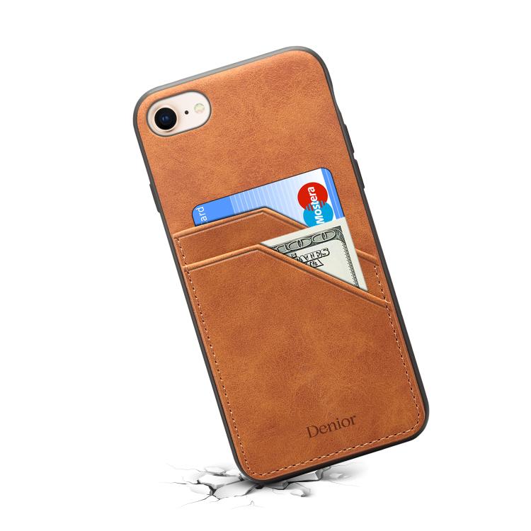 For iPhone 17e / 16e Denior D09 PU Dual Card Slot Back Cover Phone Case