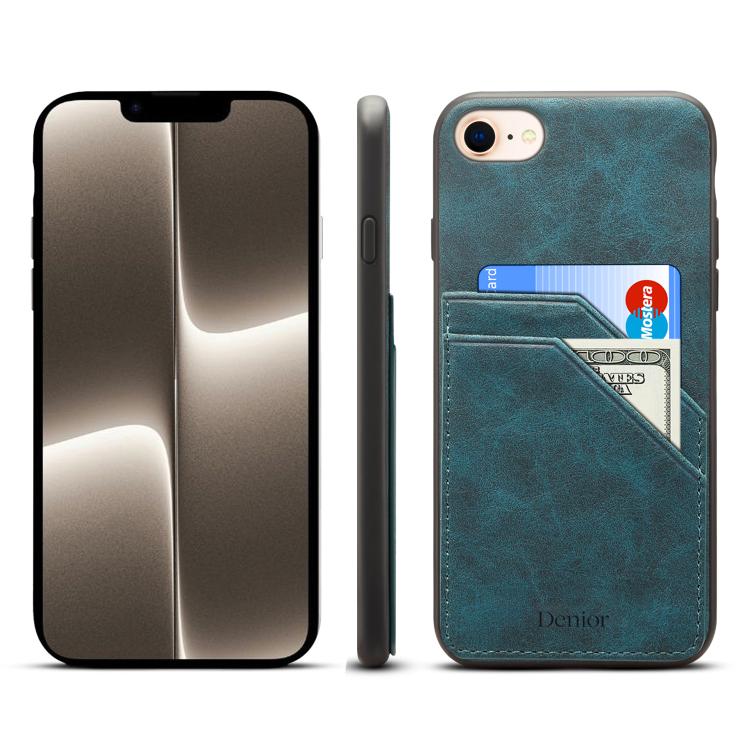 For iPhone 17e / 16e Denior D09 PU Dual Card Slot Back Cover Phone Case