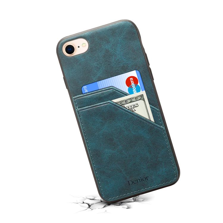 For iPhone 17e / 16e Denior D09 PU Dual Card Slot Back Cover Phone Case