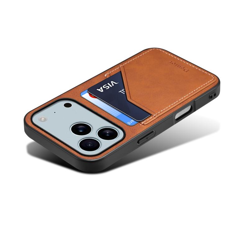 For iPhone 17 Pro Denior D09 PU Dual Card Slot Back Cover Phone Case