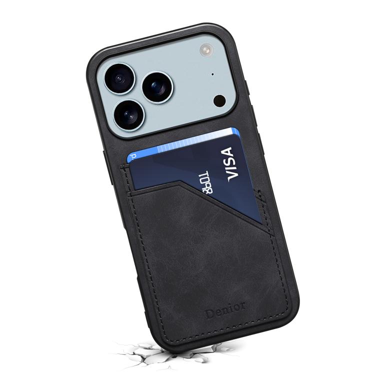 For iPhone 17 Pro Max Denior D09 PU Dual Card Slot Back Cover Phone Case