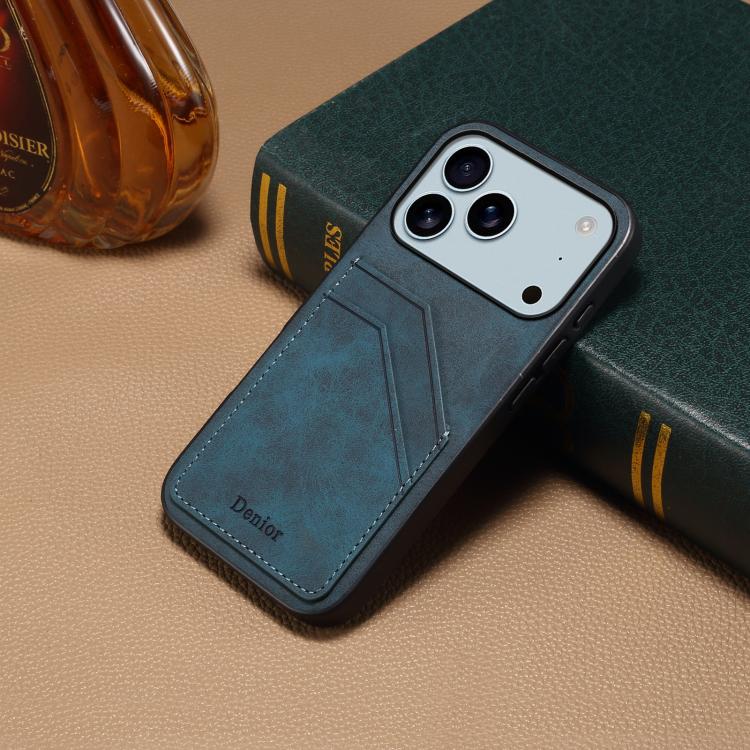 For iPhone 17 Pro Max Denior D09 PU Dual Card Slot Back Cover Phone Case