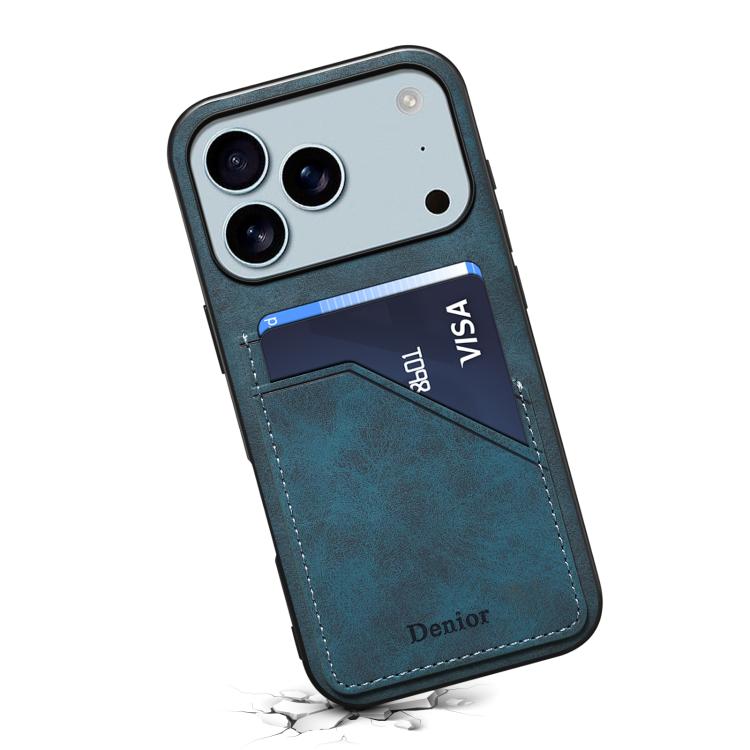 For iPhone 17 Pro Max Denior D09 PU Dual Card Slot Back Cover Phone Case