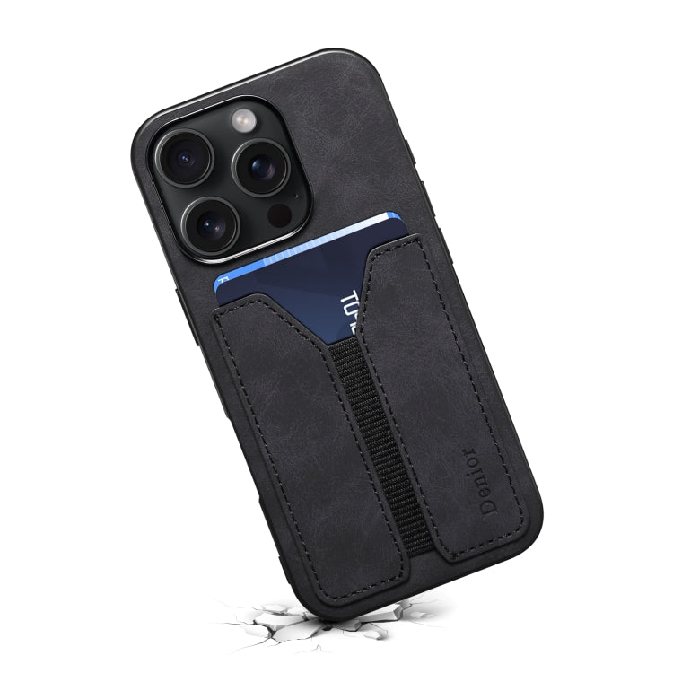 For iPhone 16 Denior D07 DV Elastic Card Slot PU Back Cover Phone Case