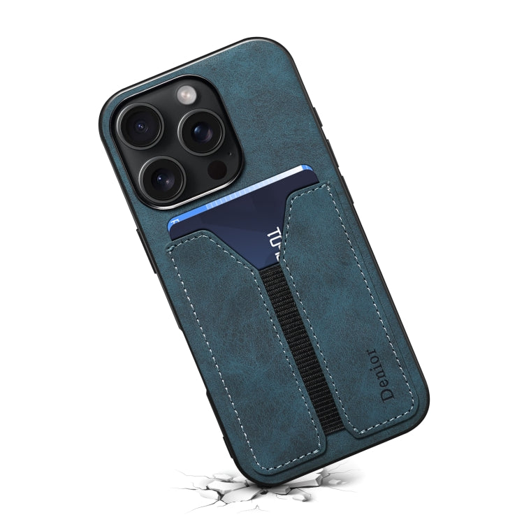 For iPhone 16 Denior D07 DV Elastic Card Slot PU Back Cover Phone Case