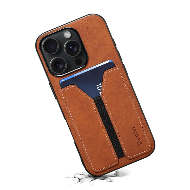 For iPhone 16 Pro Denior D07 DV Elastic Card Slot PU Back Cover Phone Case